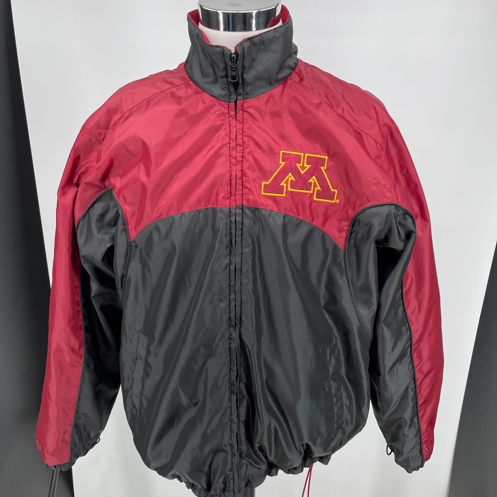 University Minnesota Golden Gophers Football Jacket MENS Red Full Zip SIZE LARGE